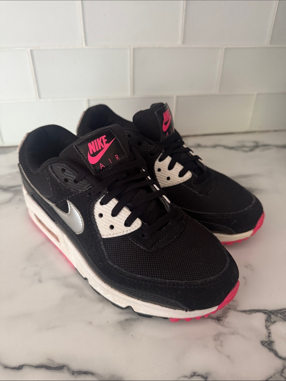 Nike Black Sneakers with Hot Pink Accents
